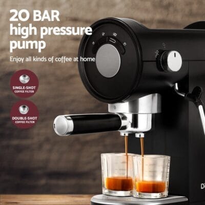 Coffee Machine Espresso Cafe Maker Black 20 Bar Davanti - Image 4