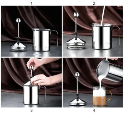 Manual Milk Frother Stainless Steel Cappuccino Coffee Creamer - Image 2