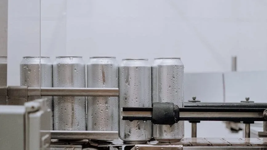 metal cans in brewery