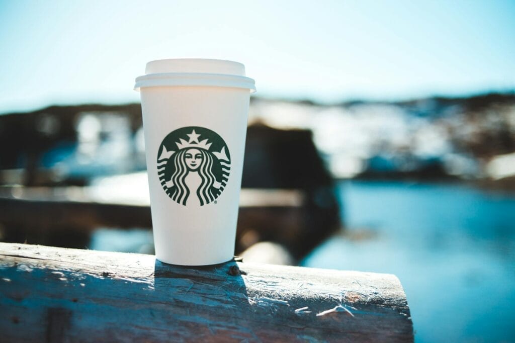 close up of a starbucks disposable cup