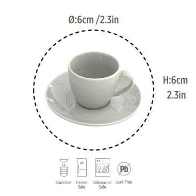 Porcelain Coffee&Tea Cup Espresso&Turkish Coffee Cups Light Grey - Image 2