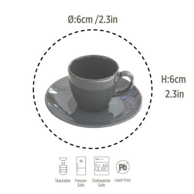 Porcelain Coffee&Tea Cup Espresso&Turkish Coffee Cups Dark Grey - Image 2