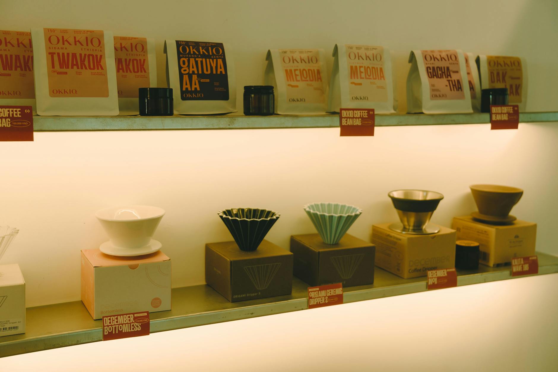 a shelf with various items on it